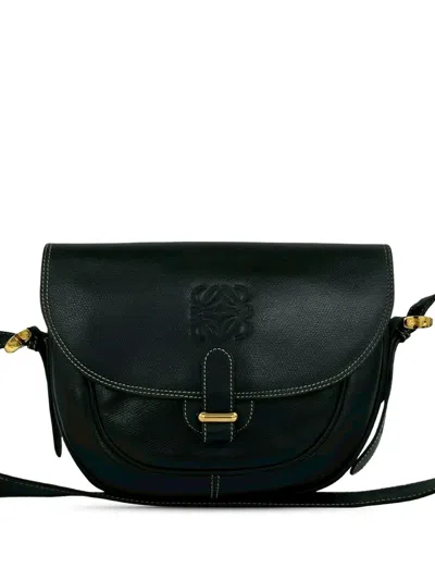 Pre-owned Loewe 2010-2026 Leather Anagram Crossbody Bag In Black