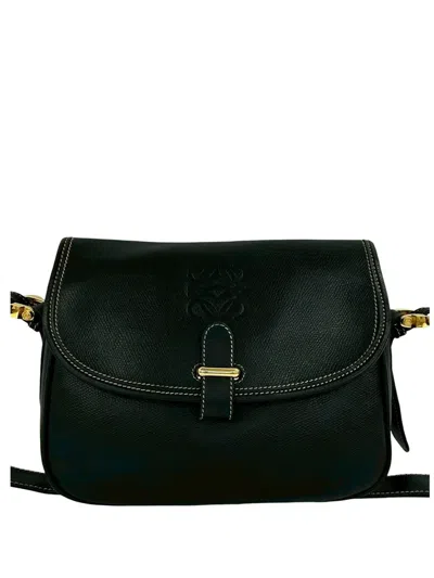 Pre-owned Loewe 2010-2026 Leather Anagram Crossbody Bag In Black