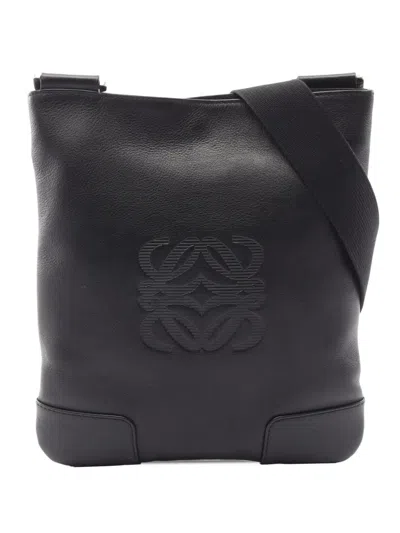 Pre-owned Loewe 2010-2026 Leather Anagram Crossbody Bag In Black