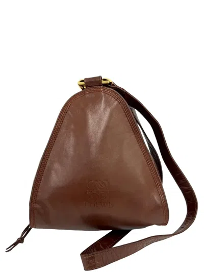 Pre-owned Loewe 2010-2026 Leather Anagram Crossbody Bag In Brown