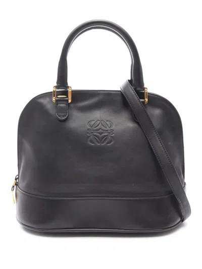 Pre-owned Loewe 2010-2026 Leather Anagram Dome Satchel In Black