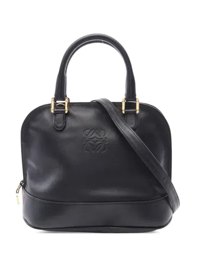 Pre-owned Loewe 2010-2026 Leather Anagram Dome Satchel In Black