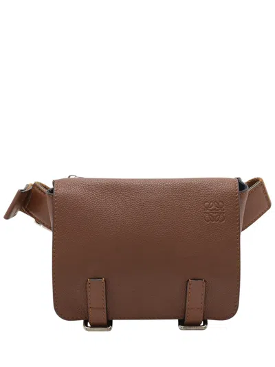 Pre-owned Loewe 2010-2026 Leather Anagram Military Belt Bag In Brown