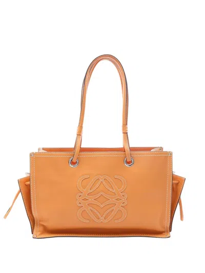 Pre-owned Loewe 2010-2026 Leather Anagram Shopper Tote Bag In Brown