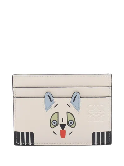 Pre-owned Loewe 2010-2026 Leather Futurist Cat Card Holder In White