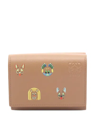 Pre-owned Loewe 2010-2026 Leather Futurist Cat Wallet Small Wallets In Brown