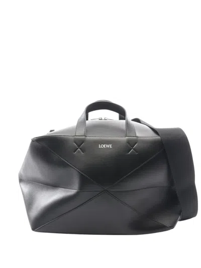 Pre-owned Loewe 2010-2026 Leather Puzzle Fold Duffle Bag Travel Bag In Black