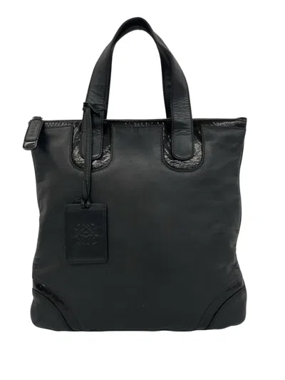 Pre-owned Loewe 2010-2026 Leather Tote Bag In Black