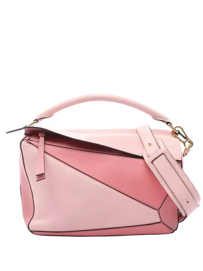 Pre-owned Loewe 2010-2026 Medium Calfskin Puzzle Satchel In Pink
