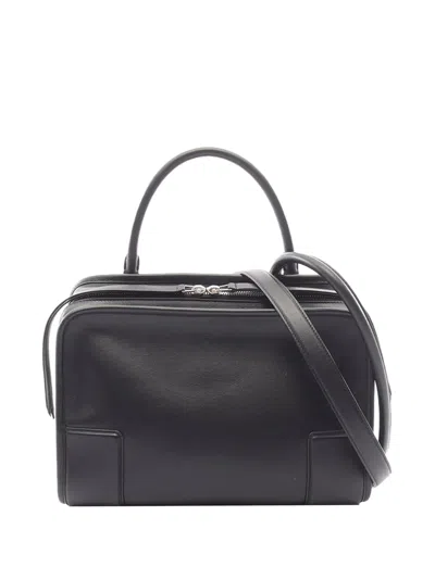 Pre-owned Loewe 2010-2026 Medium Leather Amazona 180 Satchel In Black