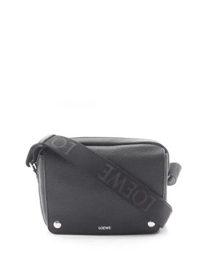 Pre-owned Loewe 2010-2026 Medium Leather Pebble Messenger Bag Crossbody Bag In Black