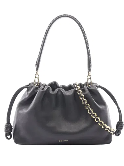 Pre-owned Loewe 2010-2026 Medium Mellow Nappa Lambskin Flamenco Purse Satchel In Black