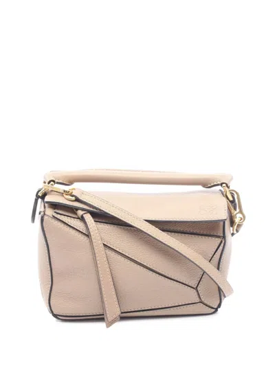 Pre-owned Loewe 2010-2026 Mini Calfskin Puzzle Edge Satchel In Neutrals