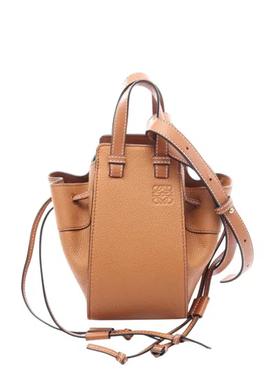 Pre-owned Loewe 2010-2026 Mini Grained Calfskin Drawstring Hammock Bag Satchel In Brown