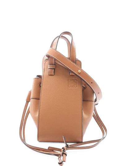 Pre-owned Loewe 2010-2026 Mini Grained Calfskin Drawstring Hammock Bag Satchel In Brown