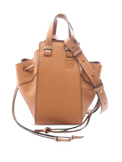 Pre-owned Loewe 2010-2026 Mini Grained Calfskin Drawstring Hammock Bag Satchel In Brown