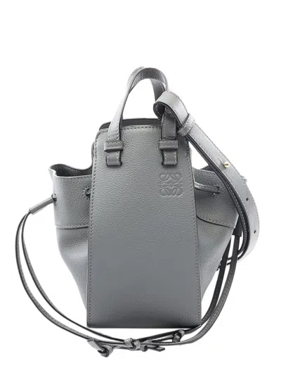 Pre-owned Loewe 2010-2026 Mini Grained Calfskin Drawstring Hammock Bag Satchel In Grey