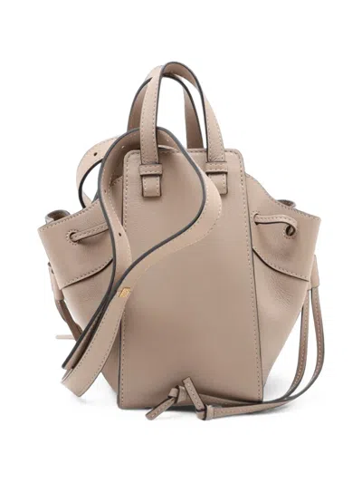 Pre-owned Loewe 2010-2026 Mini Grained Calfskin Drawstring Hammock Bag Satchel In Neutrals