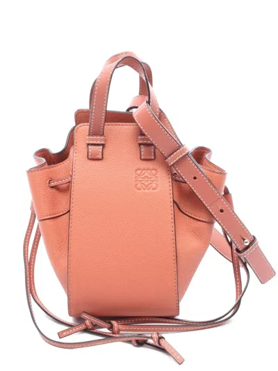 Pre-owned Loewe 2010-2026 Mini Grained Calfskin Drawstring Hammock Bag Satchel In Orange