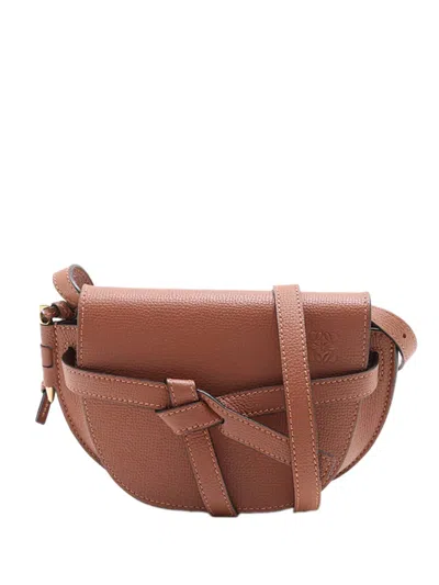 Pre-owned Loewe 2010-2026 Mini Leather Gate Crossbody Bag In Brown