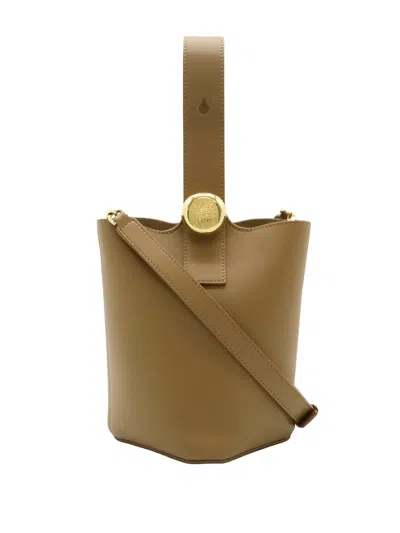 Pre-owned Loewe 2010-2026 Mini Leather Pebble Bucket Bag Satchel In Brown