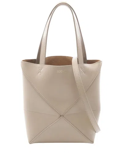 Pre-owned Loewe 2010-2026 Mini Puzzle Fold Tote Bag In Neutral