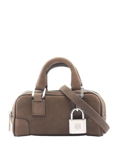 Pre-owned Loewe 2010-2026 Nano Leather Amazona Satchel In Gray