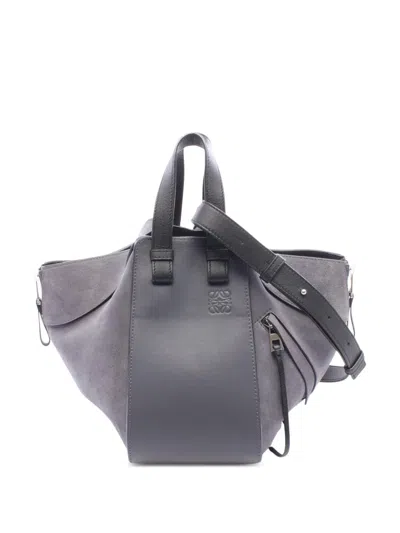 Pre-owned Loewe 2010-2026 Small Calfskin And Suede Hammock Bag Satchel In Grey
