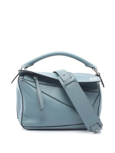 Pre-owned Loewe 2010-2026 Small Calfskin Puzzle Satchel In Blue