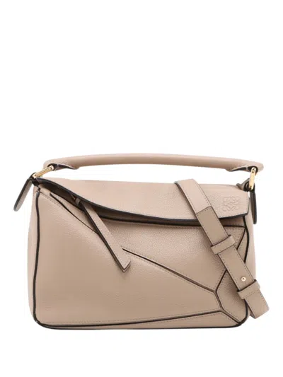 Pre-owned Loewe 2010-2026 Small Calfskin Puzzle Satchel In Neutrals