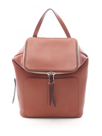Pre-owned Loewe 2010-2026 Small Leather Goya Backpack In Brown