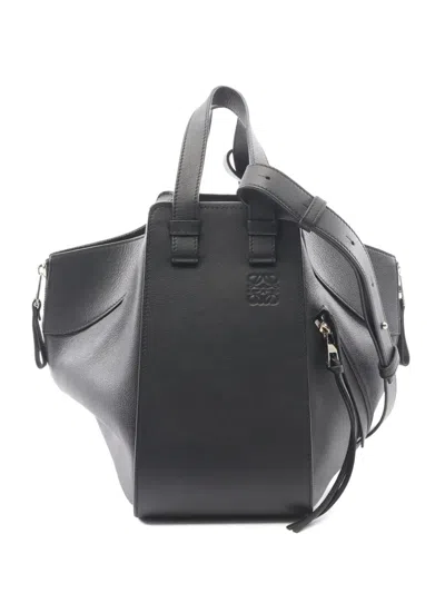 Pre-owned Loewe 2010-2026 Small Leather Hammock Satchel In Black