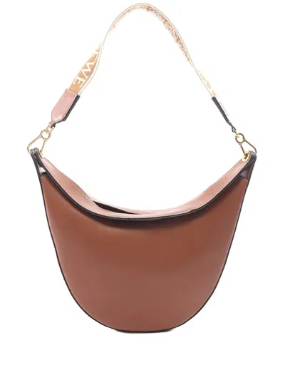 Pre-owned Loewe 2010-2026 Small Leather Luna Hobo Bag In Brown