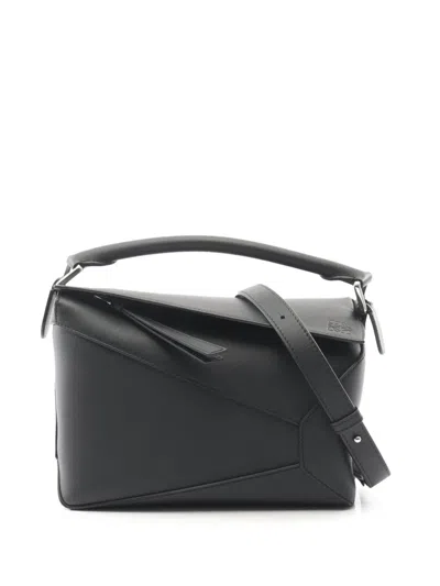 Pre-owned Loewe 2010-2026 Small Leather Puzzle Bag Crossbody Bag In Black