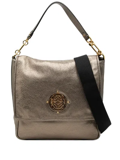 Pre-owned Loewe 2010-2026 Small Metallic Leather Anagram Maia Satchel In Gold