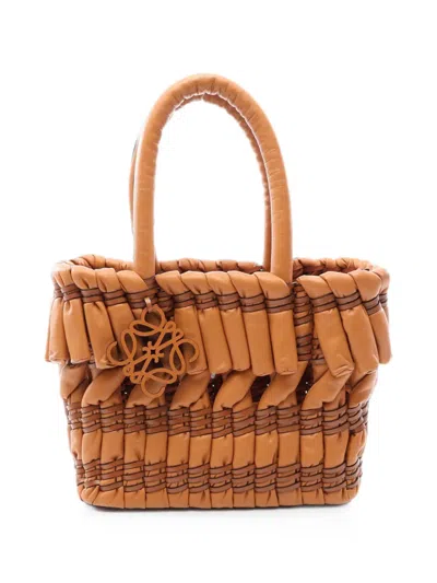 Pre-owned Loewe 2010-2026 Small Nappa Tubular Basket Tote Bag In Brown