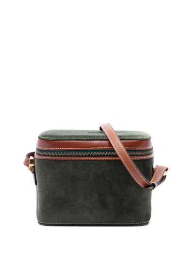 Pre-owned Loewe 2010-2026 Suede Anagram Vanity Bag In Green