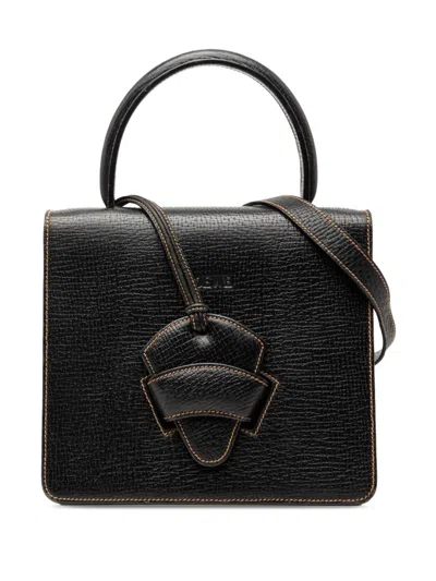 Pre-owned Loewe 2010-2026 Textured Leather Barcelona Top Handle Bag Satchel In Black