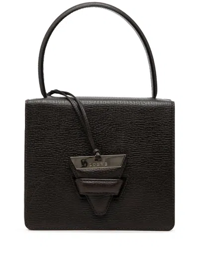 Pre-owned Loewe 2010-2026 Textured Leather Barcelona Top Handle Bag Satchel In Brown