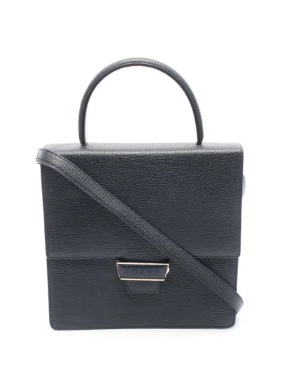 Pre-owned Loewe 2010-2026 Textured Leather Top Handle Satchel In Blue