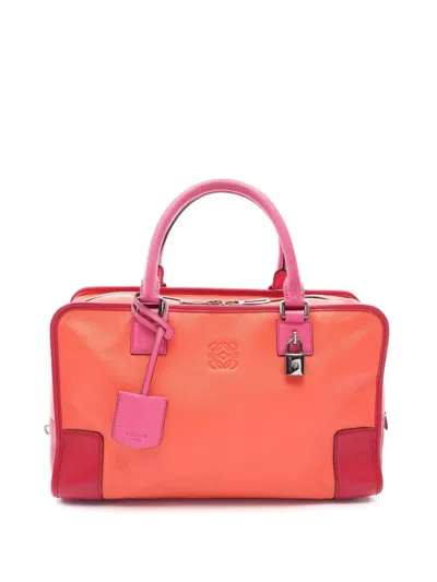 Pre-owned Loewe 2010-2026 Tricolor Goatskin Amazona 36 Handbag In Orange