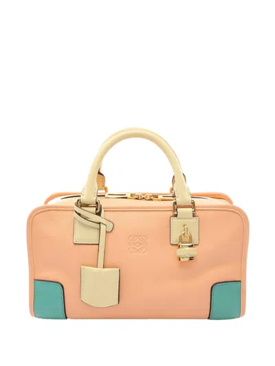 Pre-owned Loewe 2010-2026 Tricolor Leather Amazona 28 Handbag In Pink