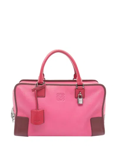 Pre-owned Loewe 2010-2026 Tricolor Leather Amazona 36 Handbag In Pink