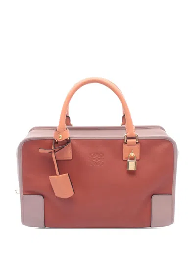 Pre-owned Loewe 2010-2026 Tricolor Leather Amazona 36 Handbag In Red