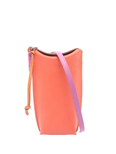 Pre-owned Loewe 2010-2026 Tricolor Leather Gate Pocket Crossbody Bag In Orange