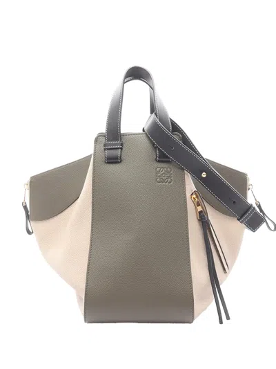 Pre-owned Loewe 2010-2026 Tricolor Soft Grained Calfskin Hammock Bag Satchel In Brown