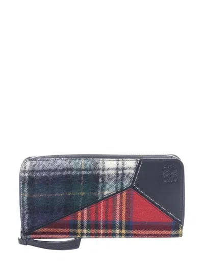 Pre-owned Loewe 2010-2026 Wool And Leather Puzzle Wallet Long Wallets In Multi