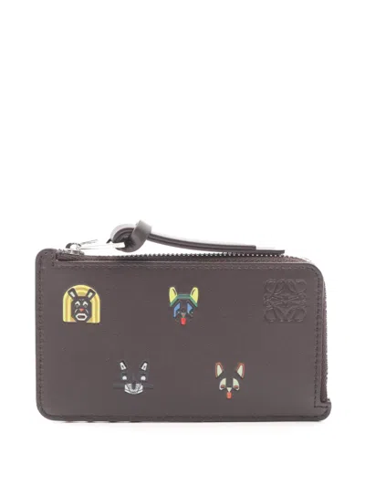 Pre-owned Loewe 2010-2026 X Louis Wain Cats Card Holder Coin Pouch In Brown