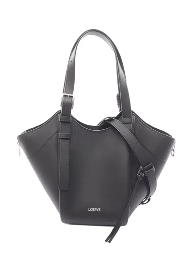 Pre-owned Loewe 2010-2206 Leather Hammock Flip Bag Satchel In Black