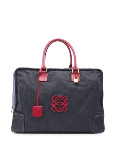 Pre-owned Loewe 2010s 50 Amazona Boston Bag In Blue
